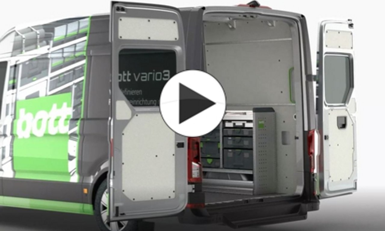 ABZ Nutzfahrzeuge: Vorschaubild für Video von Transporter mit Fahrzeugeinrichtung für Werkzeug und Material