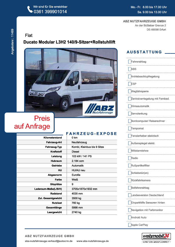 Expose Ducato L3H2 9-Sitzer mit Rollstuhllift