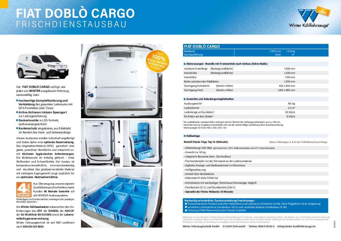 Fiat Doblo Informationen Frischedienstausbau