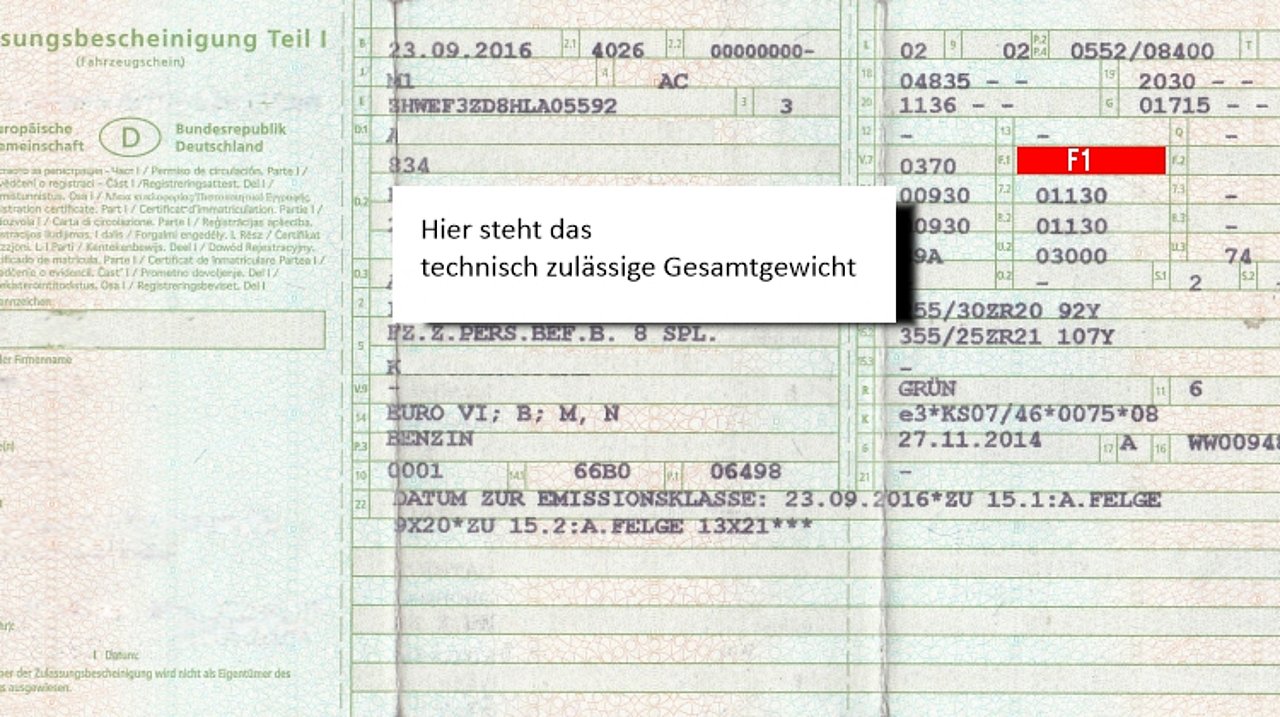 Maut - Fahrzeugschein Erklärung