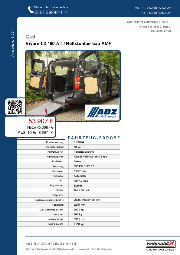 Flyer Opel Vivaro mit AMF Umbau